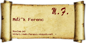 Mák Ferenc névjegykártya