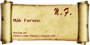 Mák Ferenc névjegykártya